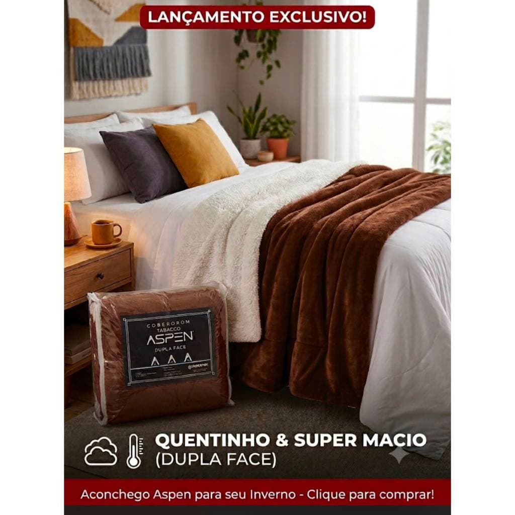 Coberdrom Aspen Queen Dupla Face - Sherpa Pele de Carneiro 🔥