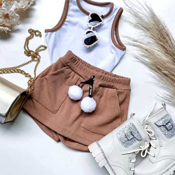 conjunto infantil feminino menina short saia e regata roupa infantil juvenil