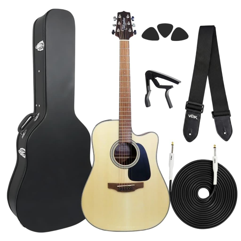 Kit Violão Takamine GD12CE-NS Eletroacústico Folk Cutaway + Case Voik BB-400 e Acessórios