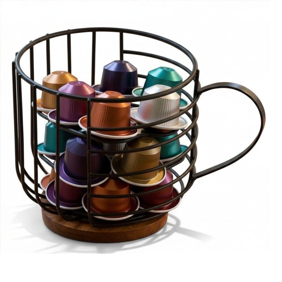 Porta Cápsulas Dolce Gusto Nescafé de Ferro e Madeira Organizador Elegante 15,5x21cm