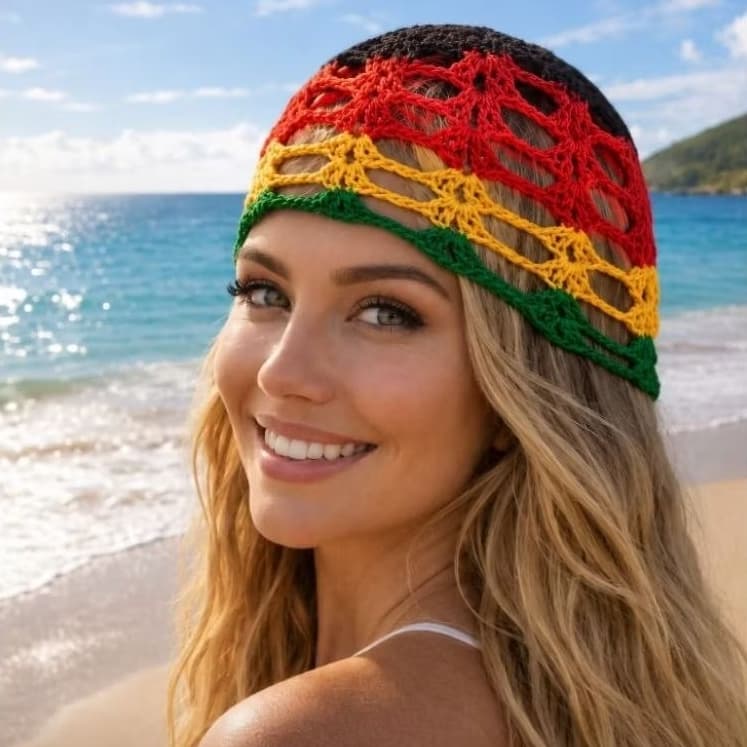HEADPIECE CROCHÊ BRASIL /TOUCA HEADPIECE JAMAICA / TIMES DIVERSOS-ACESSÓRIO PARA CABEL0 BRASILo