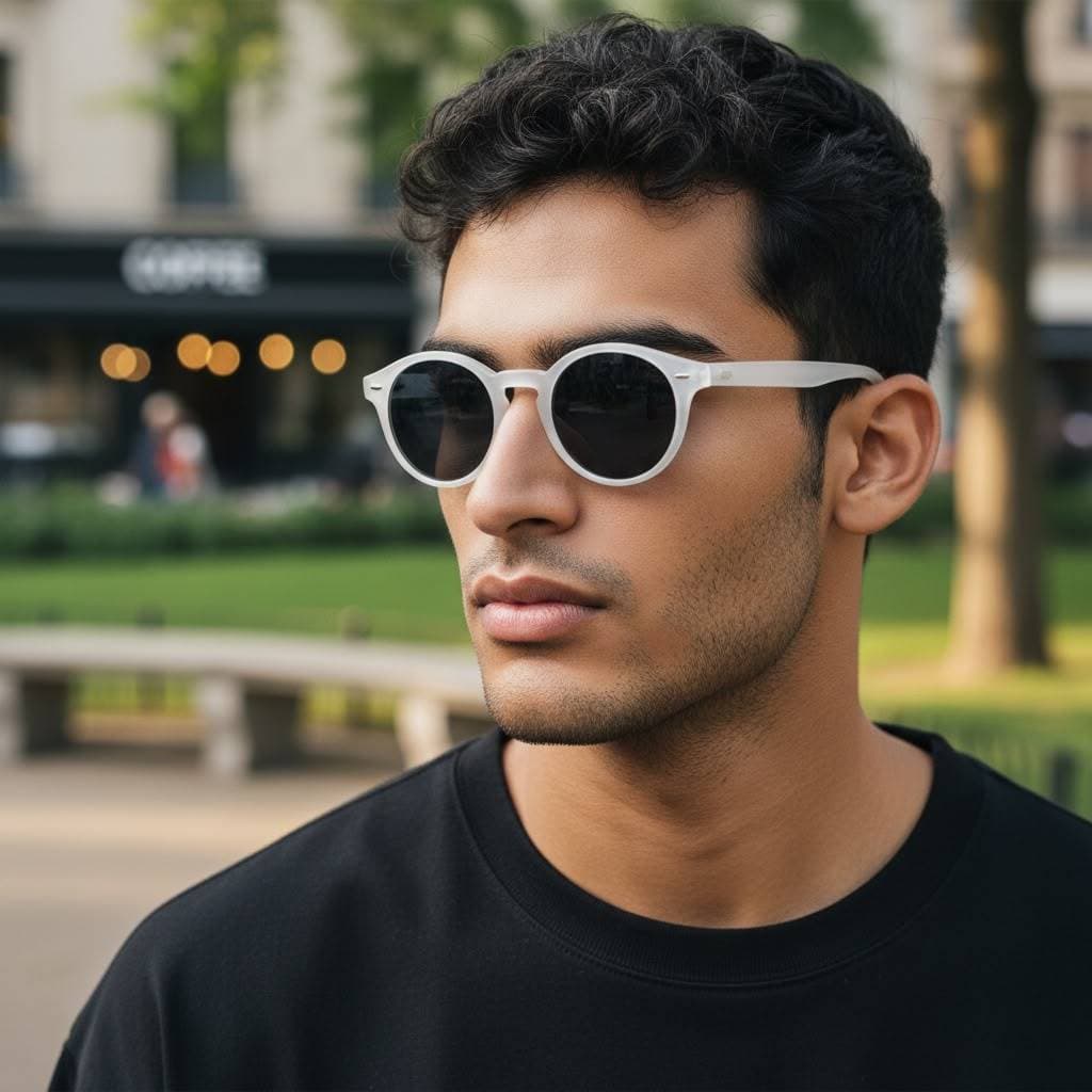 Óculos de Sol Redondo Branco Transparente Vintage Hype Behave Proteção UV400 Envio Imediato