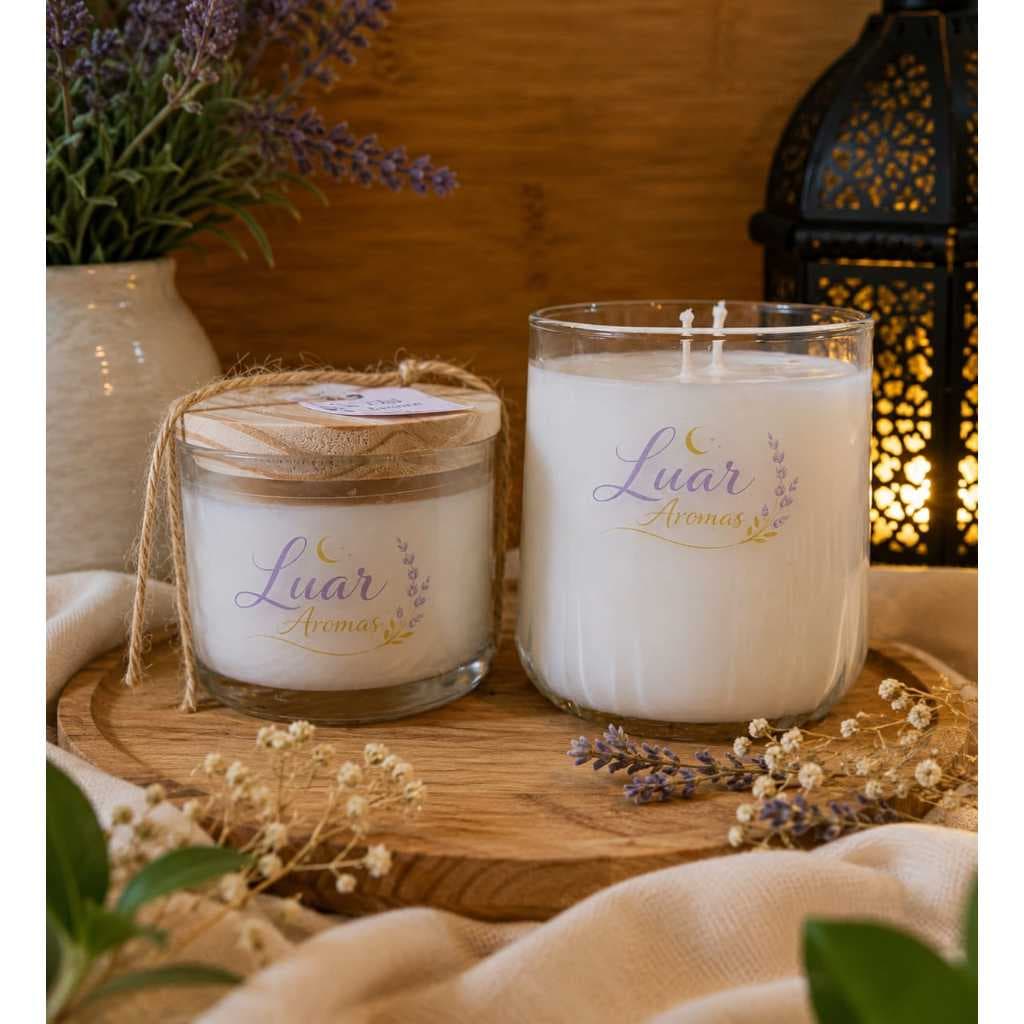 Vela aromatica artesanal branca, pote de vidro cera de coco - Vela decorativa ou para presentear Luar aromas