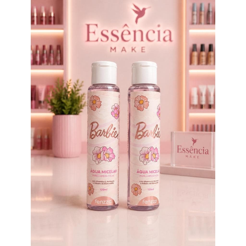 Água Micelar Barbie Fenzza 120ml – Demaquilante Facial com Vitamina E, Pantenol e Extrato de Hamamélis