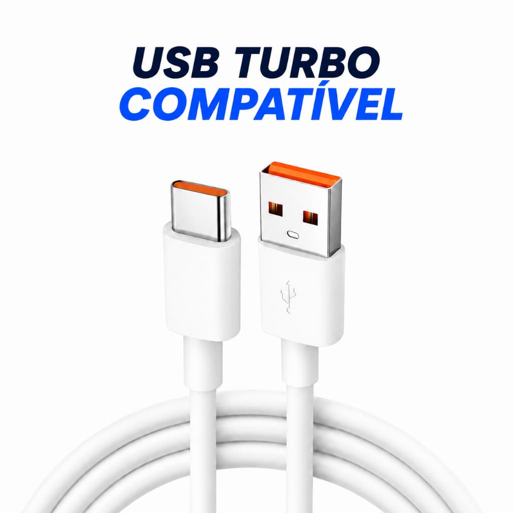 Cabo USB Tipo C Turbo 35W 1M reforçado Carga Rápida para iPhone, Android & iPad Tablets