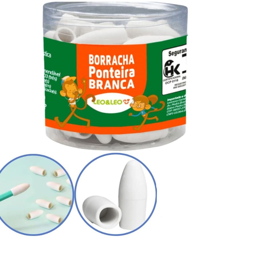 Borracha Ponteira Branca Pote Com 48 Unidade Leoeleo