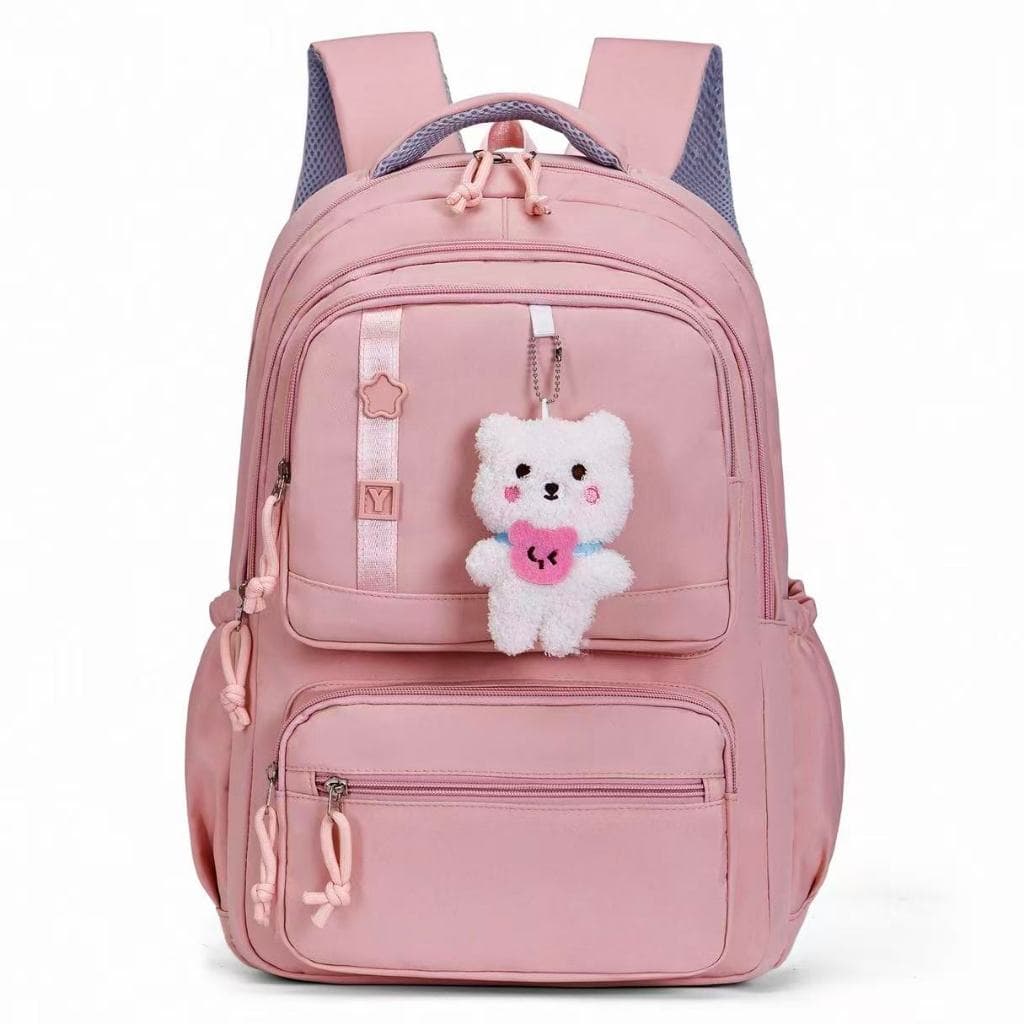 Mochila Escolar Com Chaveiro Pelucia De Grande Capacidade Para Estudante Trabalho Feminina Masculino Nylon Impermeavel