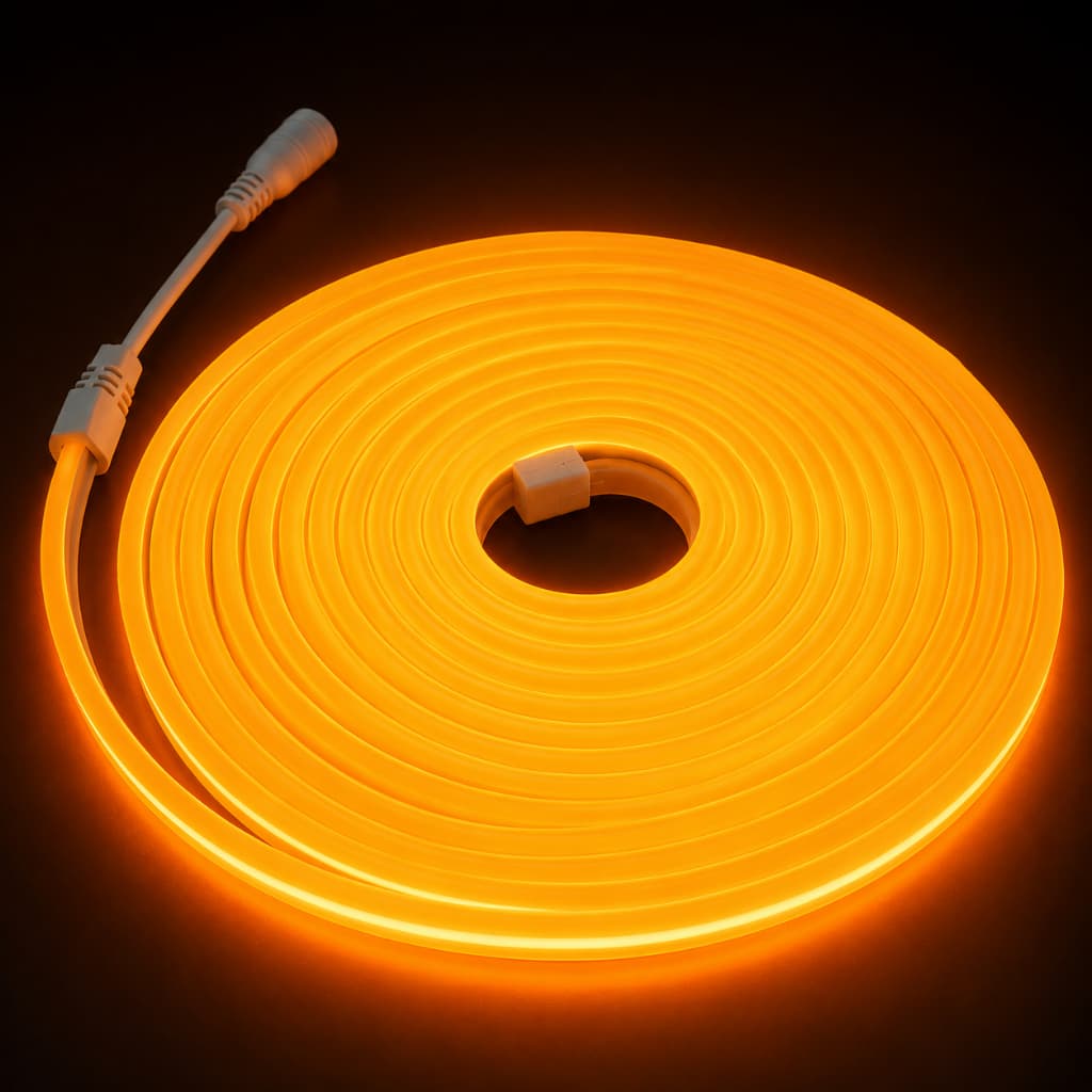 Fita LED Neon Laranja Flexível 5m – Dobrável para Decoração e Letreiros