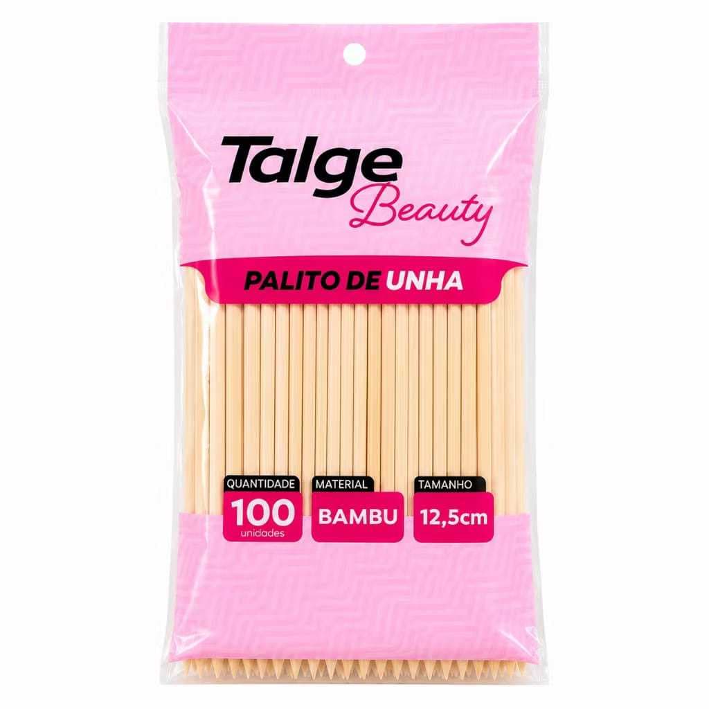 Palito de Unha Bambu Talge Reforçado para Cutícula Manicure Pedicure Salão de Beleza