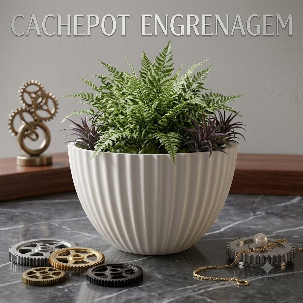 Cachepôts Modelo Engrenagem – Cor Preta/Branca | Ideal para Cuia 21