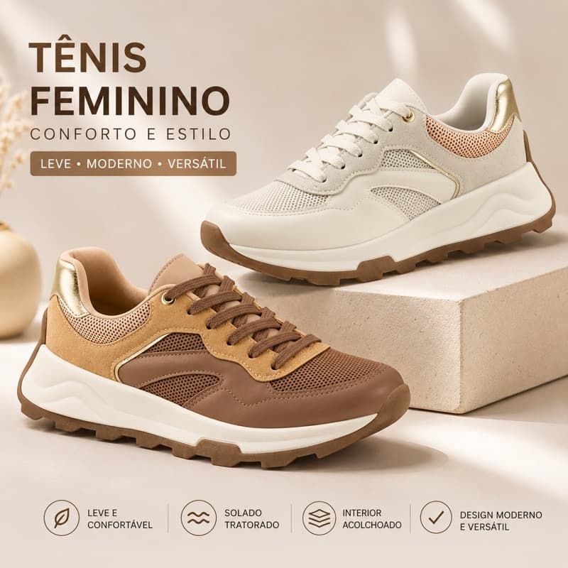 Tênis Feminino Beira Rio Chunky Casual Leve Confortável Solado Tratorado Original Moda 2026
