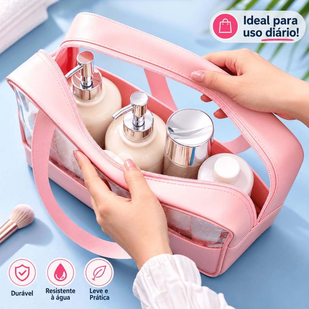 Conjunto de 3 peças: novo kit de higiene pessoal portátil de grande capacidade para viagens de negócios, bolsa transpare