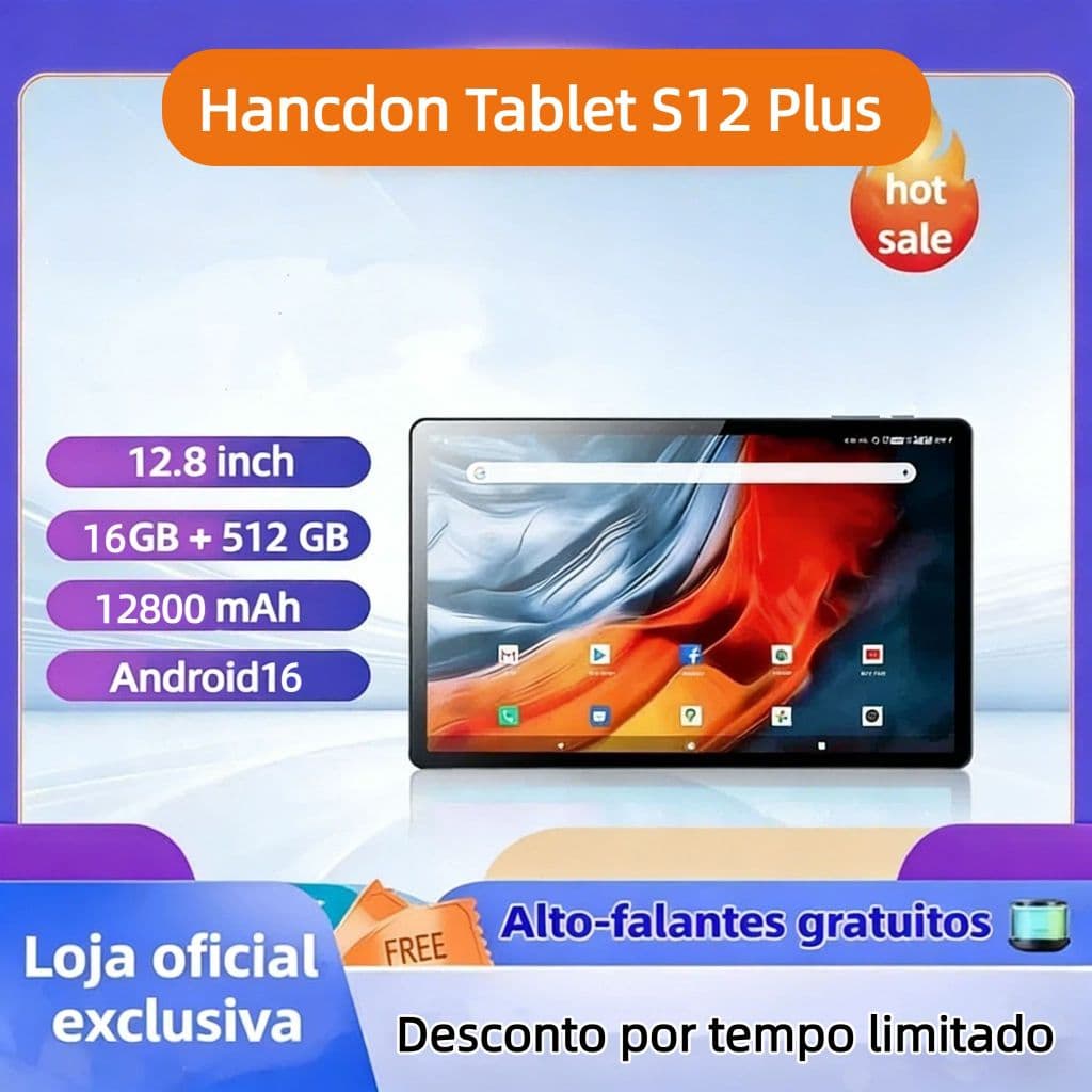 【Teclado, mouse e alto-falantes gratuitos】Tablet S12 Plus 16GB +512GB 12800mAh tela de 12,8 polegadas 5G