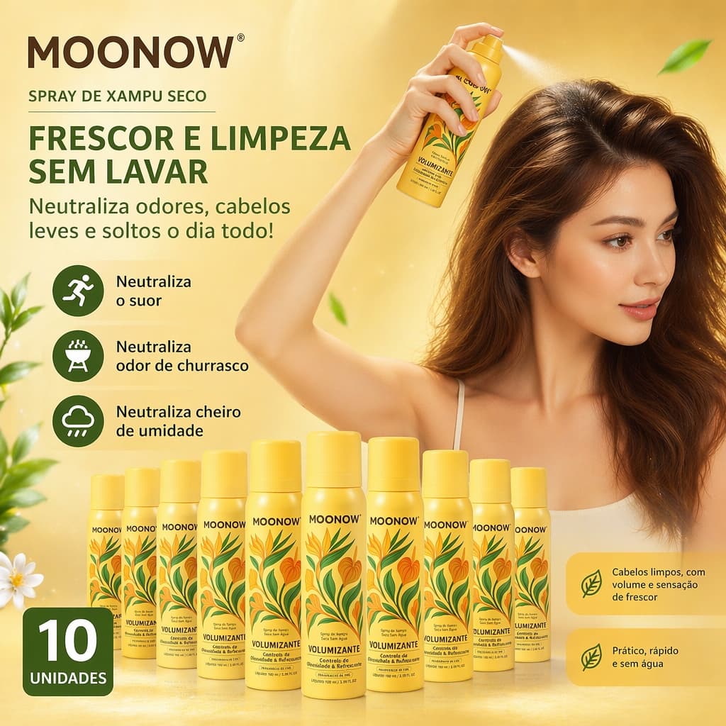 MOONOW Shampoo a Seco Spray Volumizante Remove Oleosidade Kit com 10 Unidades