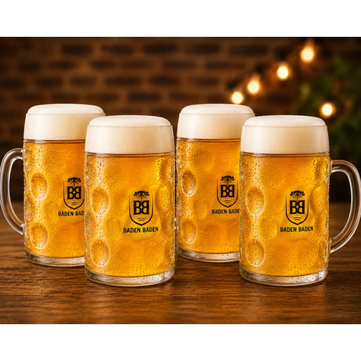 Kit 4 Canecas de Chopp Baden Baden 500ml de Vidro Resistente | Caneca para Cerveja
