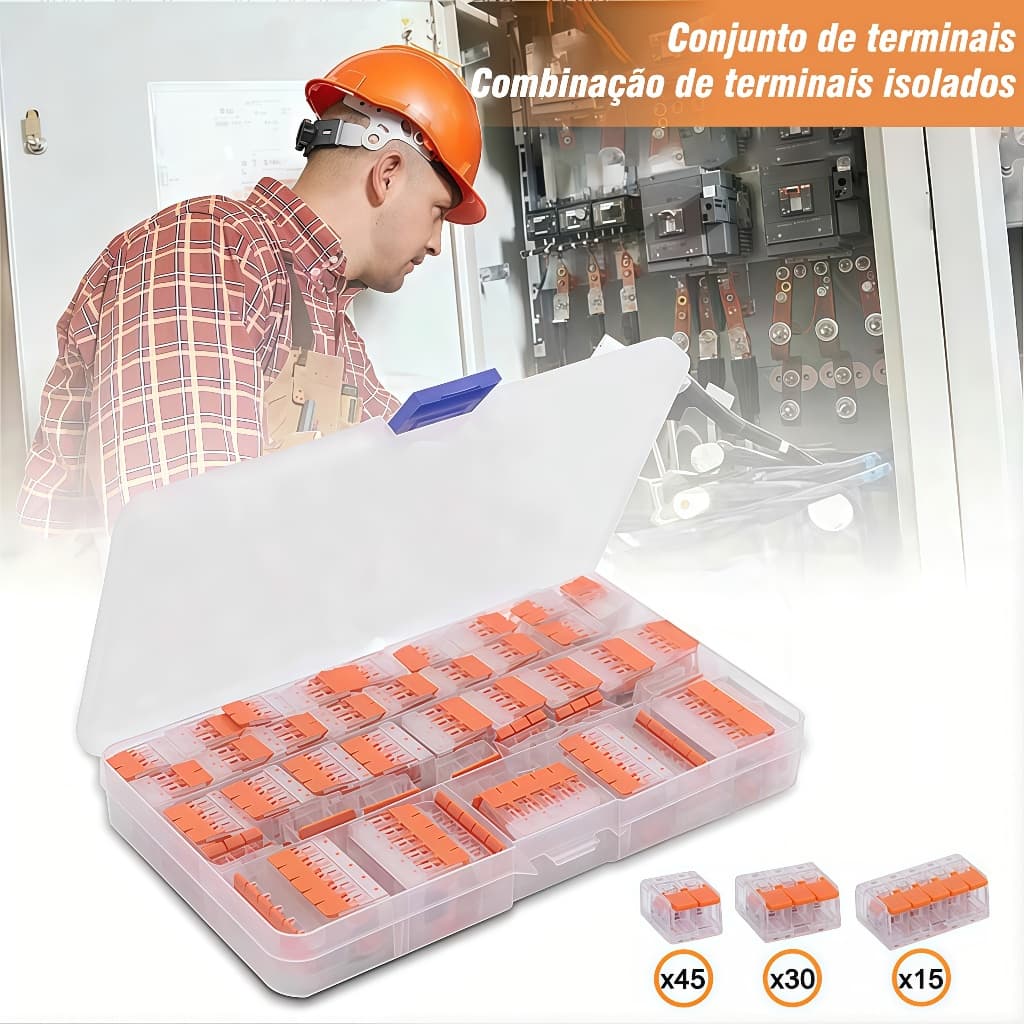 90 Peças Conector de Fio Rápido Terminal Elétrico Isolado 2/3/5 Vias Para Instalação Elétrica Residencial