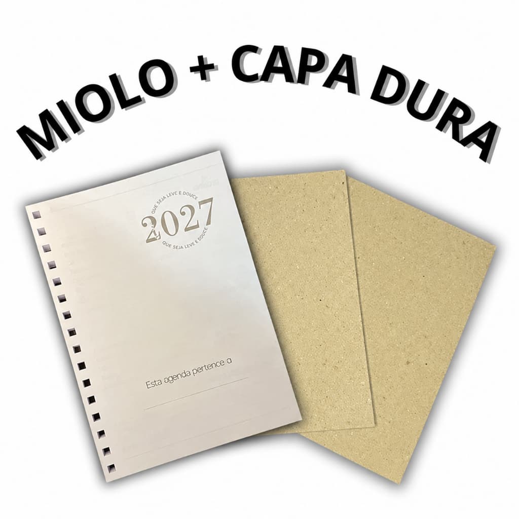 Miolo Furado de Agenda 2027 - Impresso no A5 - 2 dias por página  + 222 Páginas / Embalagem Unitária