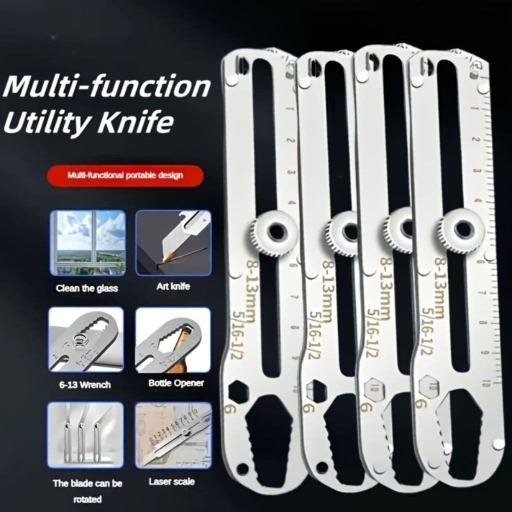 Kit 4 Estilete Aço Inox Resistente Com 40 Laminas e Chave De Aperto