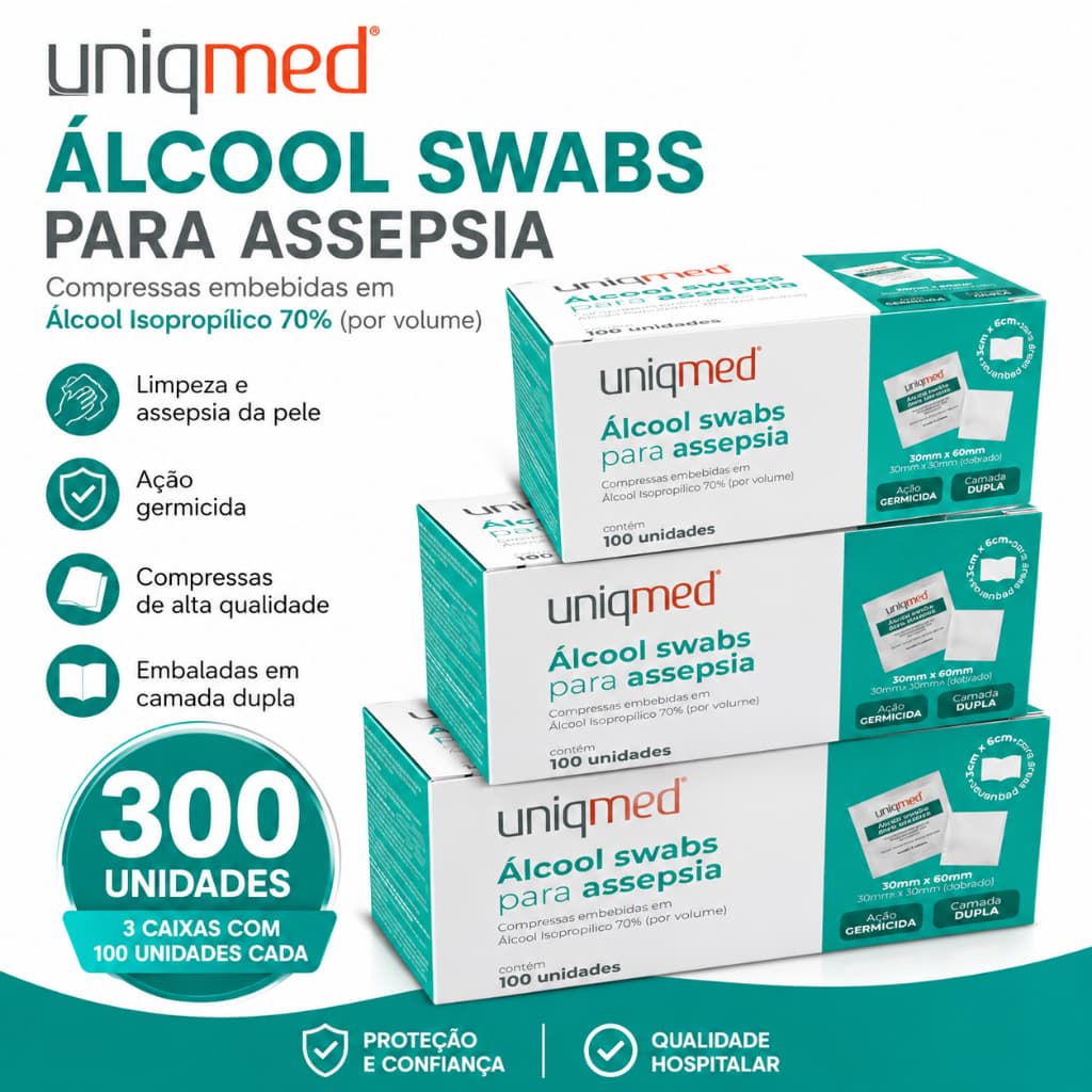 Kit de Swab de Álcool 70 para Assepsia - 300 Und