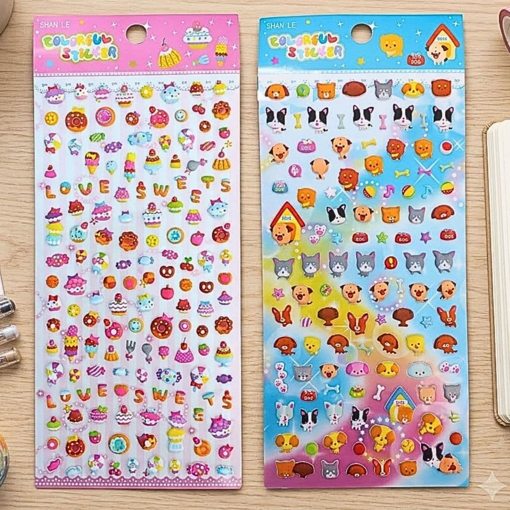 2 Cartela De Adesivo 3D Escolar Decoração Kawai