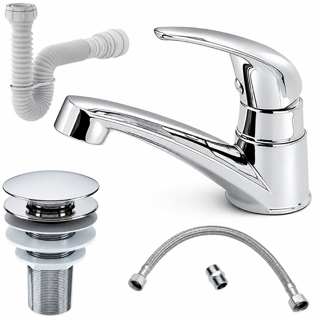 Kit Torneira Banheiro Bancada Mono Up Cromada Válvula Ralo Click 7/8 Sifão Universal Engate 40cm