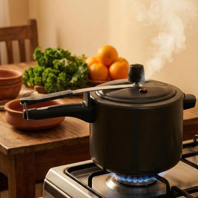 Panela De Pressão Vapt Cerâmica Fechamento Interno 4,5l Preta Brinox