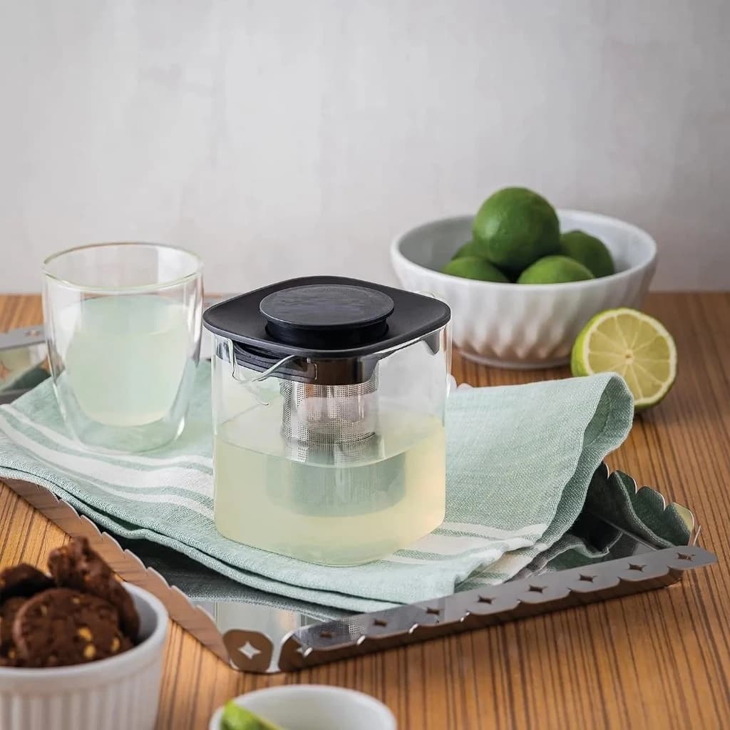 Chaleira de Vidro Borossilicato 1 Litro 1000ml com Infusor Bule Jarra Café Chá Mesa