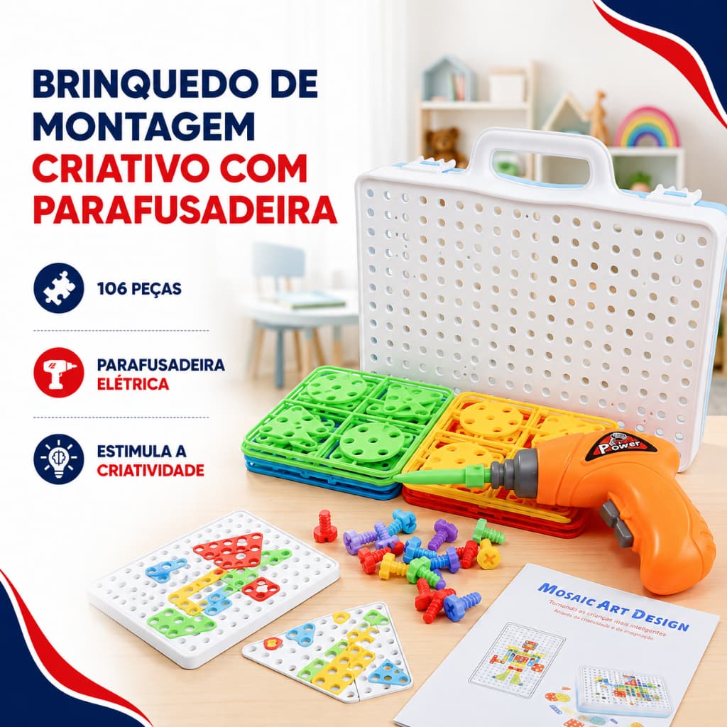 Kit Ferramenta Infantil Parafusadeira De Brinquedo De Montar