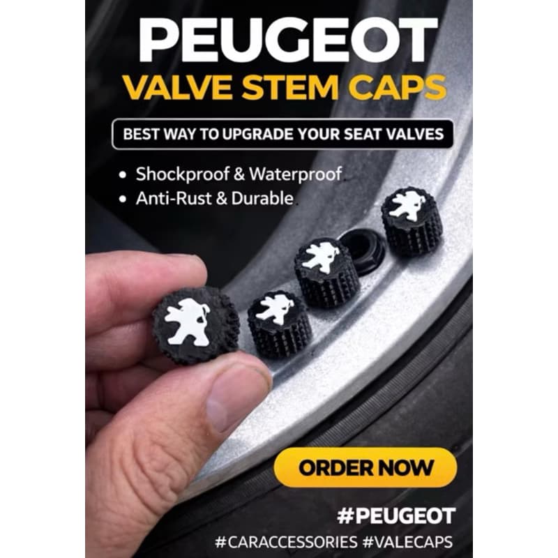 Tampa de Válvula Peugeot com Logo | Kit 4 Unidades | Acessório Automotivo Decorativo para Pneus