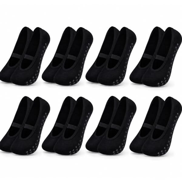 Kit 8 Pares de Sapatilha Pilates Personagem Meia Preta e Turma da Monica Magali Adulto 34 a 39