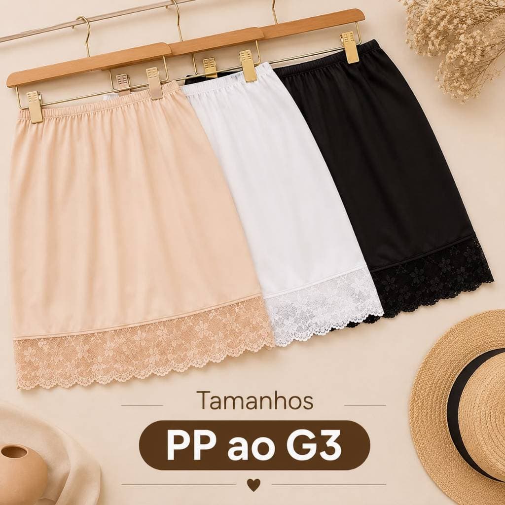 Kit 3 Anágua Saiote com Renda PP ao G3 Plus Size: Conforto e Elegância para um Acabamento Perfeito