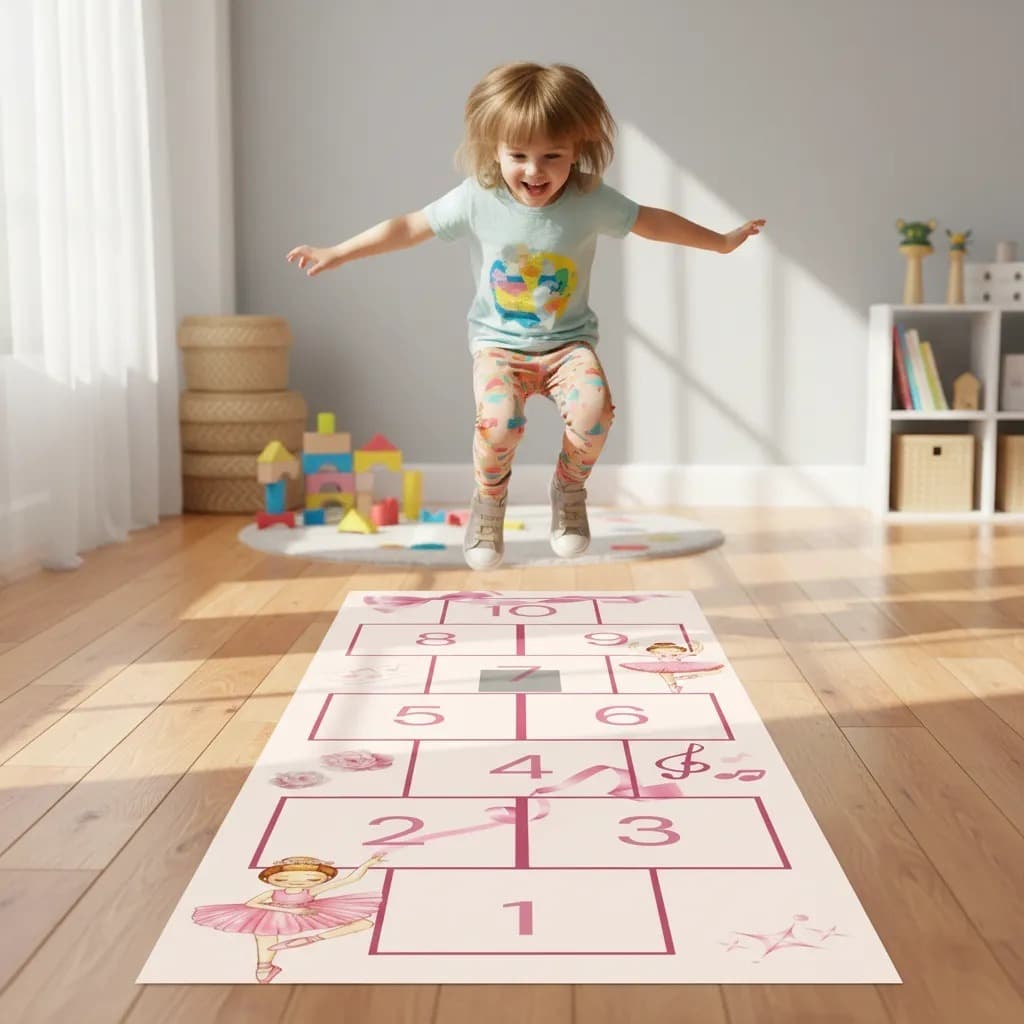 Adesivo de Chao Amarelinha Infantil Menina Bailarina Dança Bale Grande Educativo 200x70cm