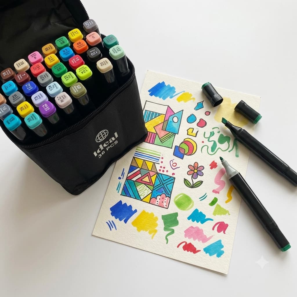 Estojo Canetinhas Ponta Dupla Escolar Canetas de Colorir 24-48 Marcadores Desenhos Pintura Arte🎨
