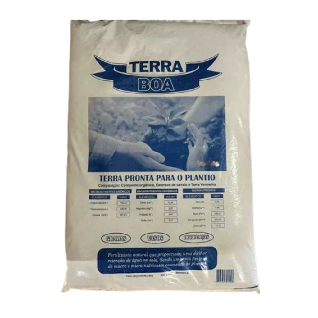 Terra Vegetal Orgânica 10kg Terra Boa Adubada para Vasos Canteiros Horta e Paisagismo