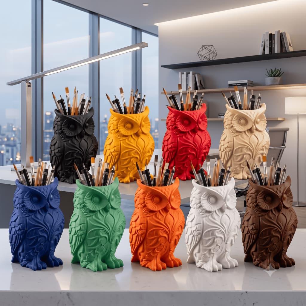 Porta Canetas e Lápis Coruja Organizador de Mesa Decorativo Escritório Home Office Presente