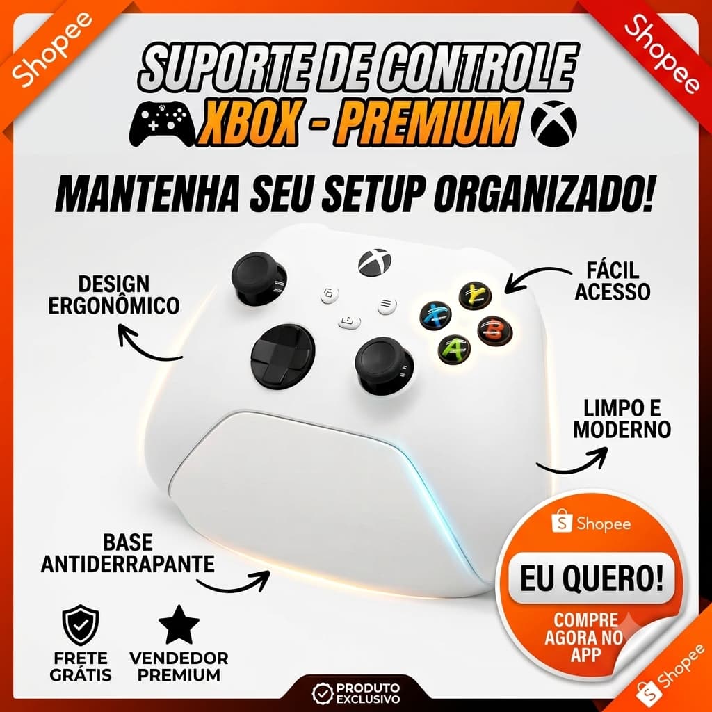 Suporte para Controle Xbox Minimalista Organizador de Mesa Gamer Resistente
