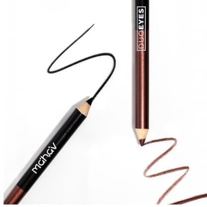 Lápis de Olho Duo Eyes Mahav 2 em 1 Preto e Branco Alta Pigmentação Longa Duração Traço Preciso