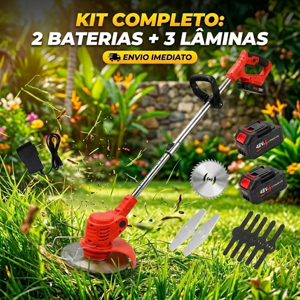Roçadeira Elétrica/Aparador Cortador De Grama 1800w Bateria de Lítio 48V 1