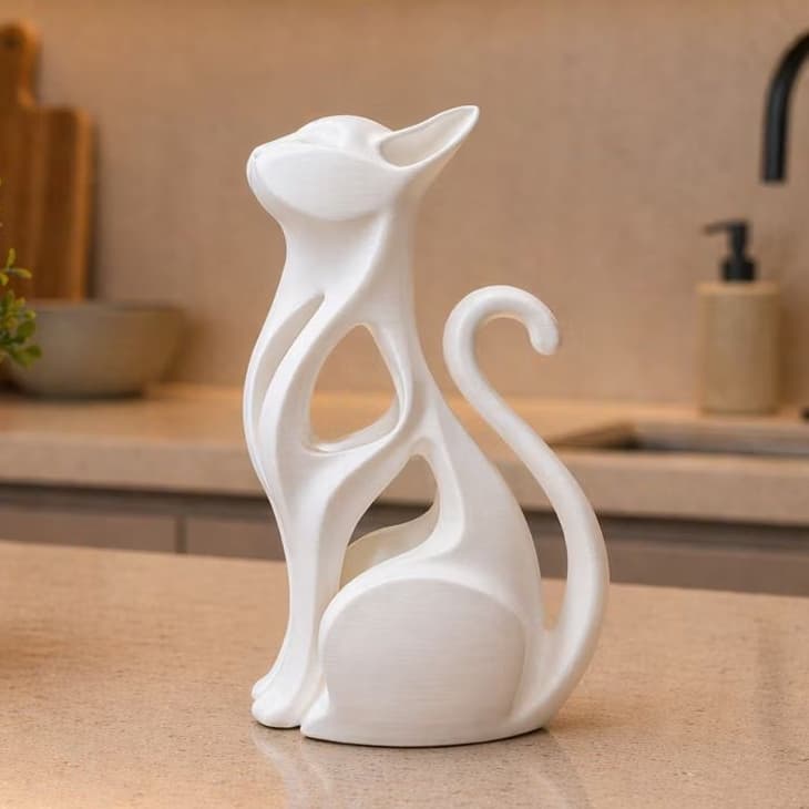 Escultura Decorativa Gato Moderno | Decoração Minimalista para Sala, Quarto e Cozinha