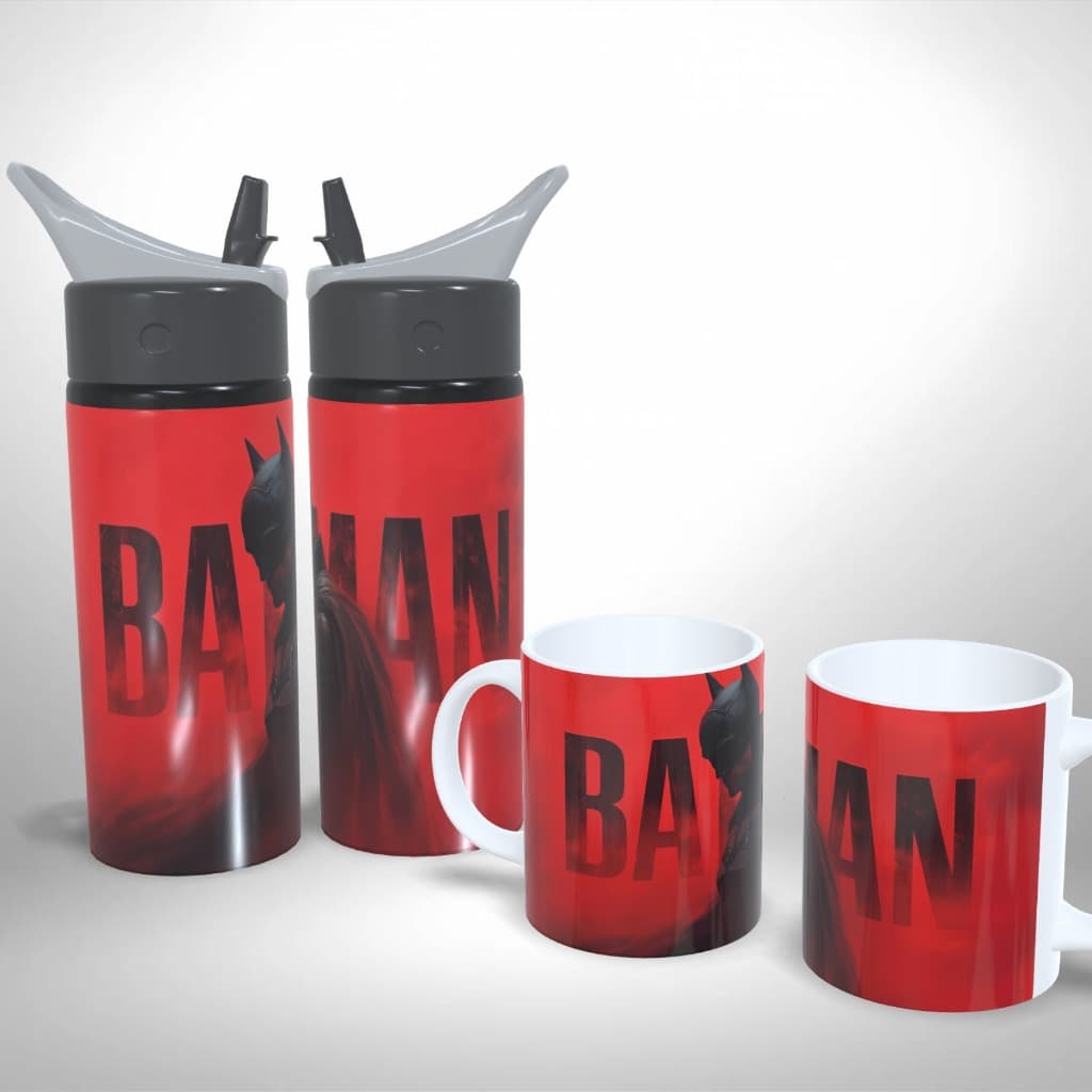 Kit Caneca + Squeeze Personalizado - Batman RED/BLACK