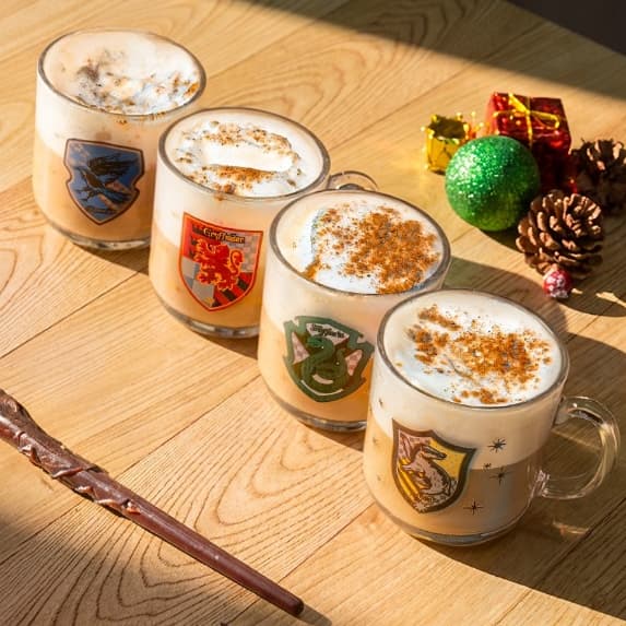 Caneca Harry Potter Vidro 300ml casas Lufa Lufa, Grifinoria, Corvinal, Sonserina Café Chá Xicara
