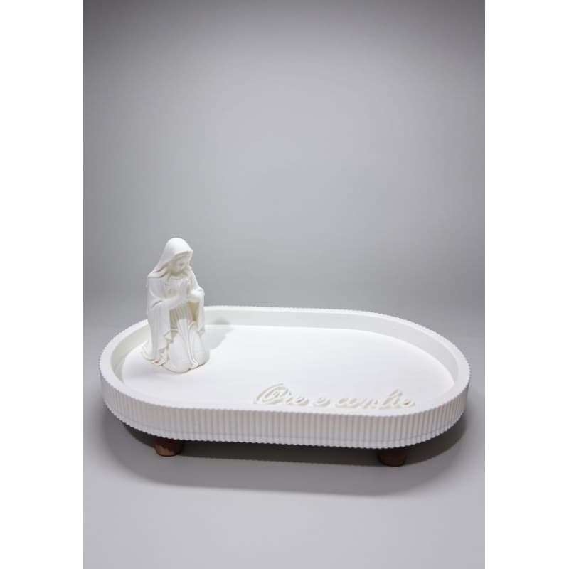 ​Bandeja Decorativa Oval Com Imagem Nossa Senhora E Frase Ore e Confie
