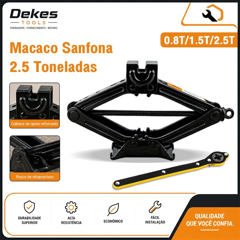 Dekes Macaco Sanfona Reforçado 0.8 1.5 2.5T com Chave Mecânica para Oficina e Casa