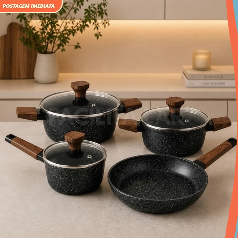 Jogo De Panelas Antiaderente Cerâmica 4 Pçs Indução Gás Conjunto de Panelas Cerâmica Cozinhe sem Grudar Limpe sem Esforç