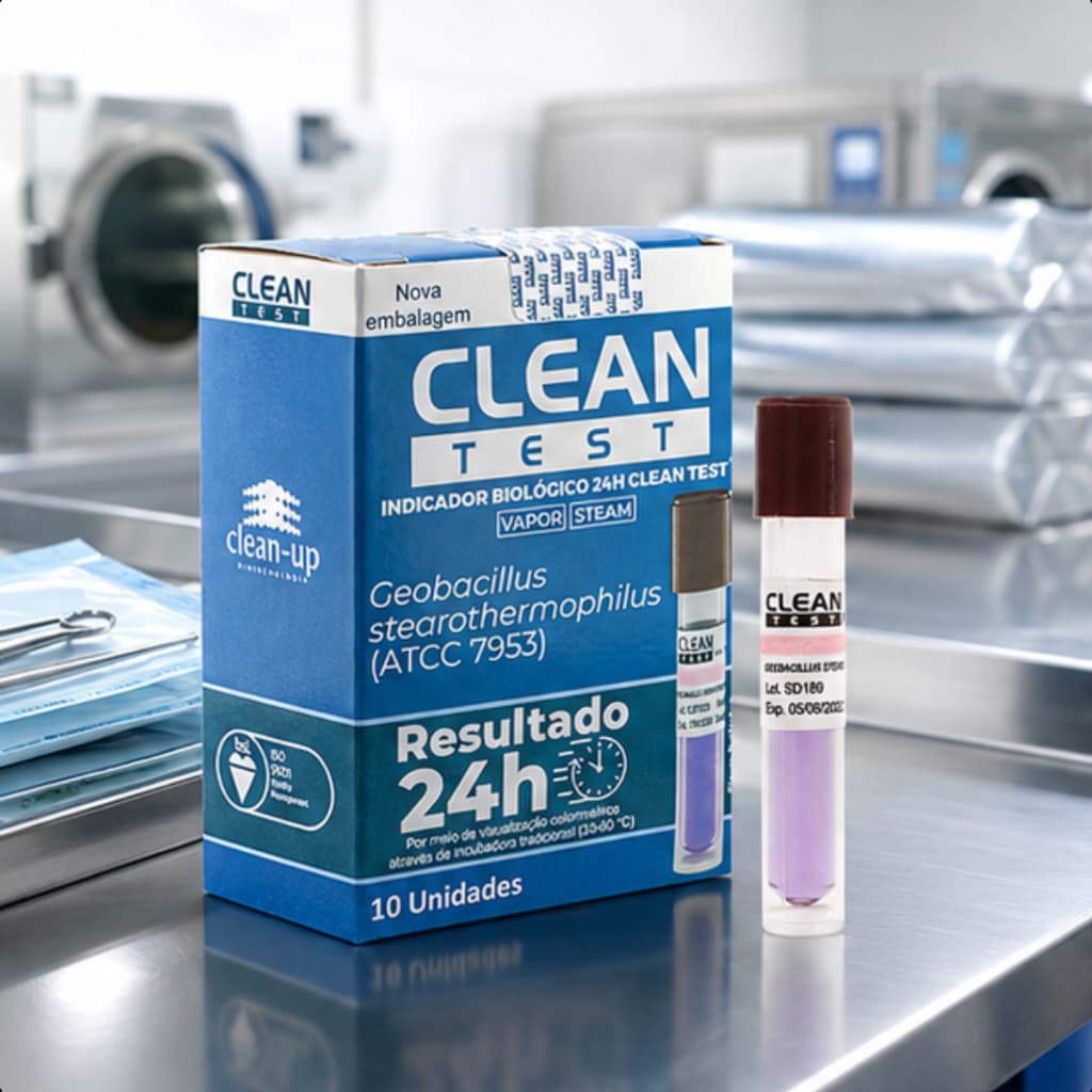 Teste Indicador Biológico 24 Horas Clean Test para Autoclave A Vapor 10 Unidades da Clean Up