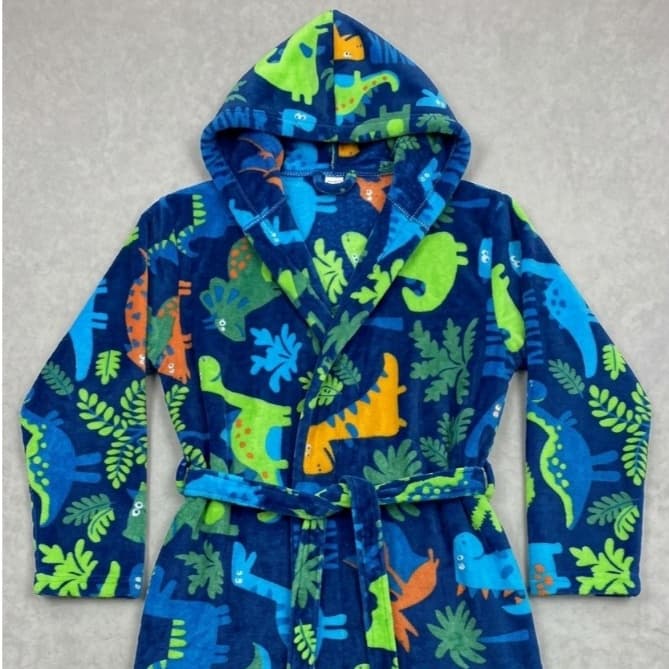 Roupão estampado Dinossauros - Com cinto, capuz, manta microfibra soft - Macio, conforto