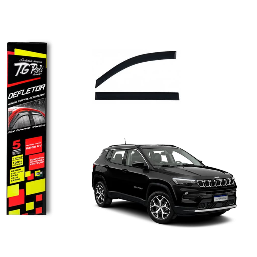 Calha de Chuva Jeep Compass 2017 a 2026 4 portas TG Poli Defletor Portas Protetor Janelas Fumê
