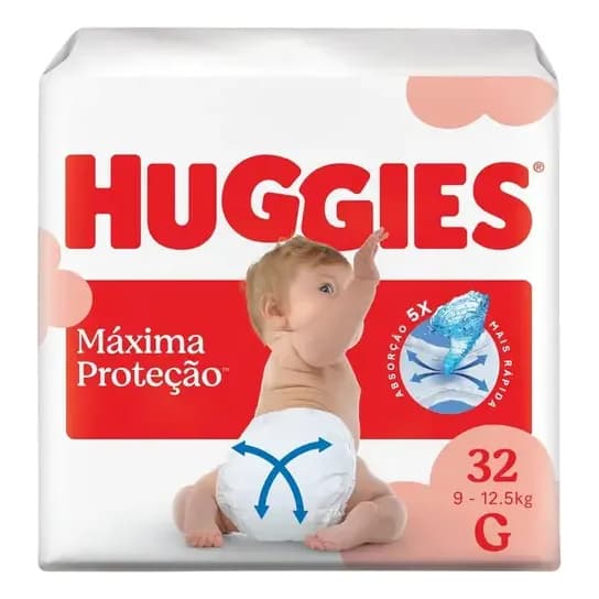 Huggies Fralda Descartável Máxima Proteção G - 32 Unidades - Fralda Infantil - Fralda Huggies