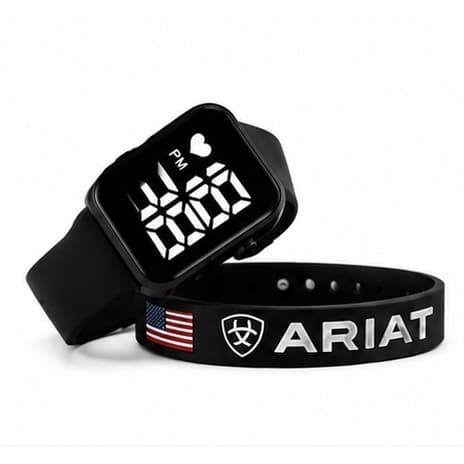 Kit Relógio led Quadrado + Pulseira Country Ariat Silicone Cowboy Rodeio Unissex Masculino Feminino Esportivo