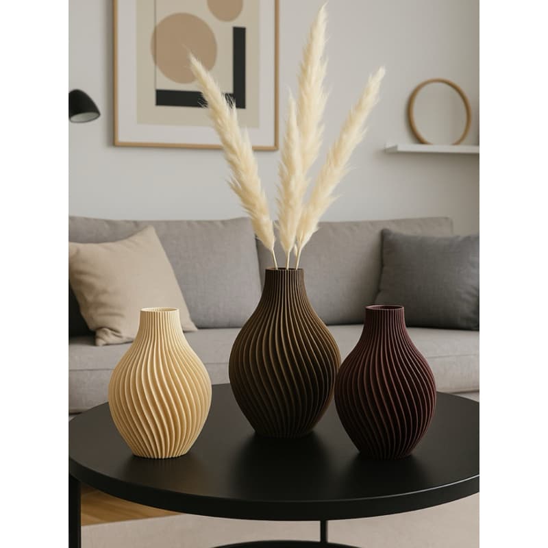 Vaso Decorativo Espiral Moderno - Jogo De Vasos Decoração Minimalista Para Escritório - Vaso Folhas Secas Moderno